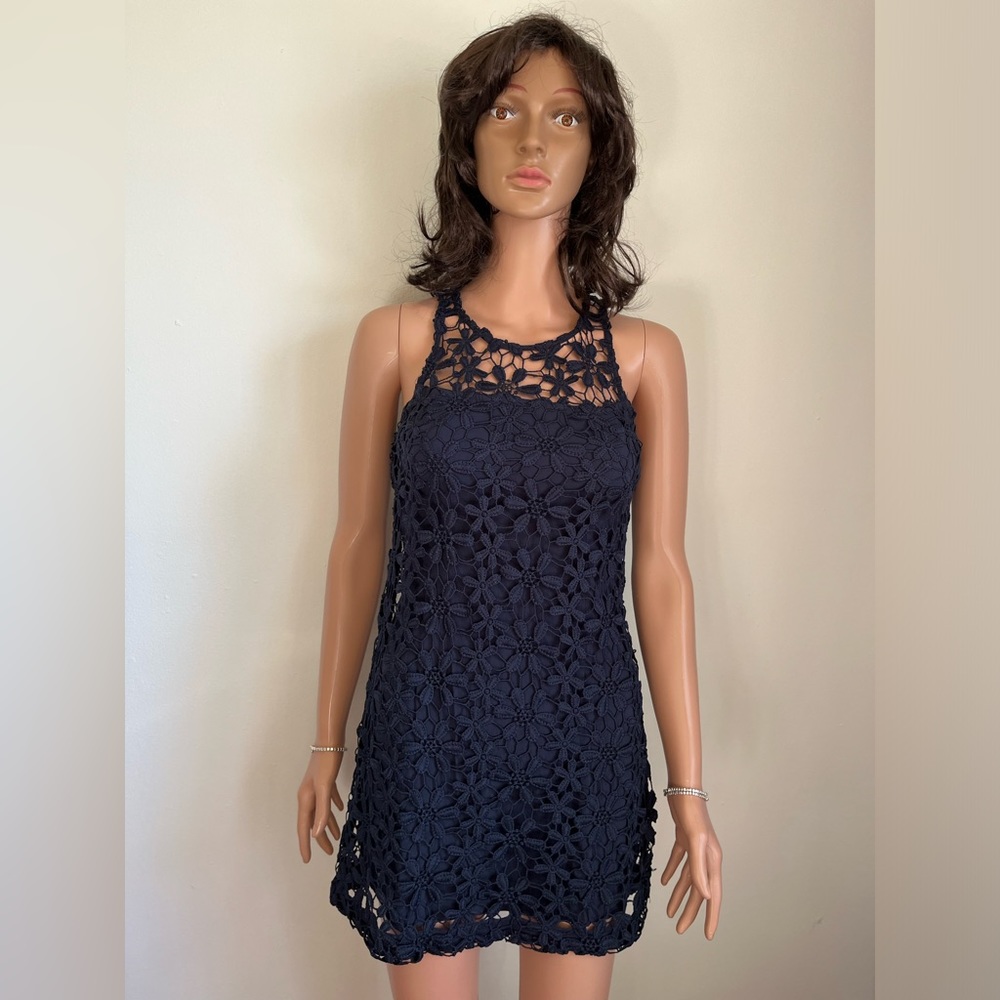 Hollister Lace Flower Dress- Navy Blue